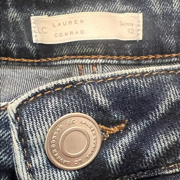 LC Lauren Conrad Dark Blue Skinny 👖Jeans with Embellishments - Picture 5 of 6